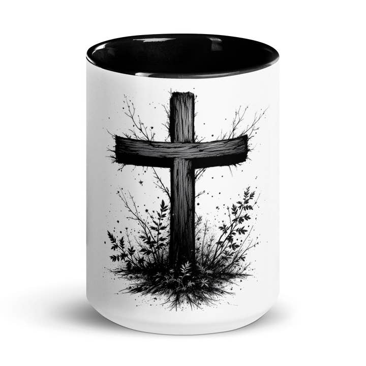 Cross Ceramic Mug – Black Inside, Colorful Faith for Every Sip for wholesale by Grow Your Faith