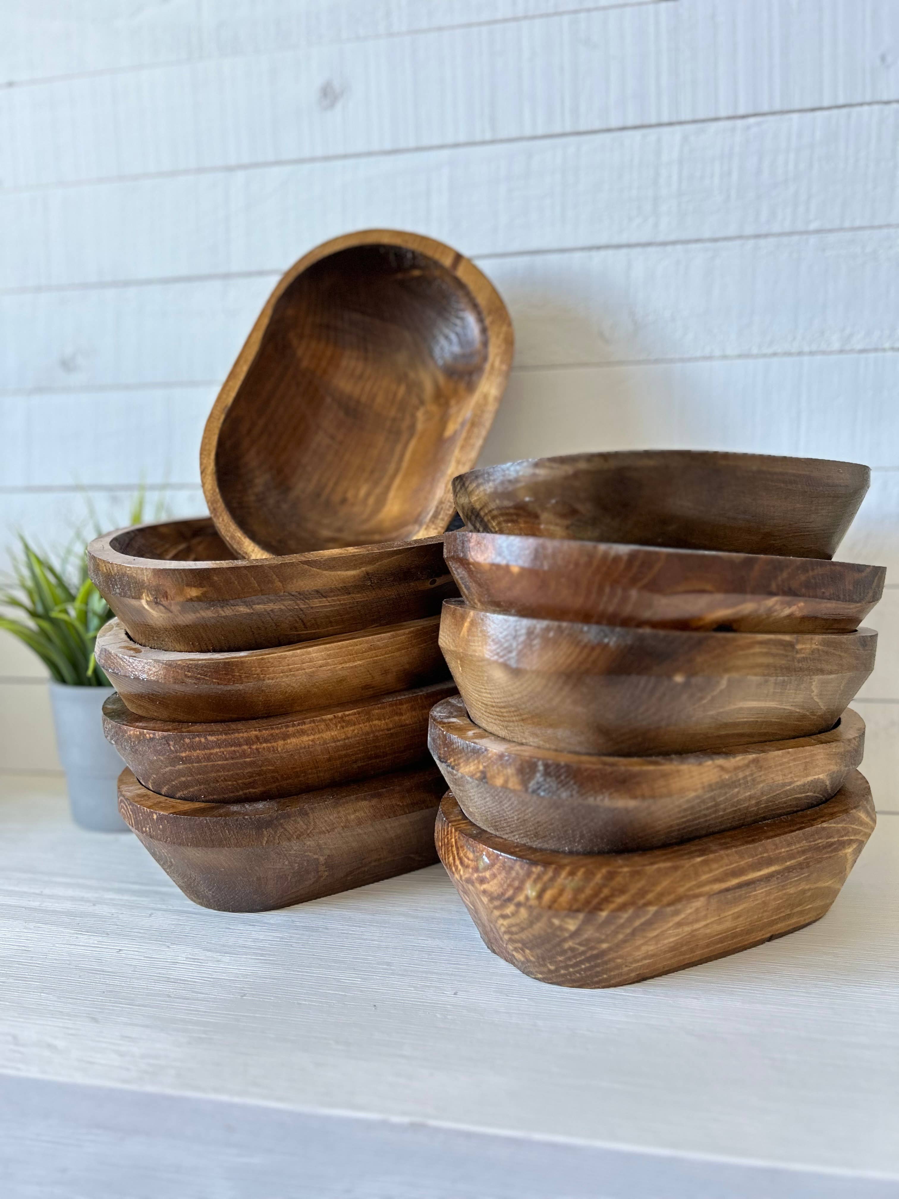 Wood Bowl Candle Supply - Wholesale Candle Holder - Farmhouse 3Wick Safe Candle Ready Rustic Reusable Dough Bowl5