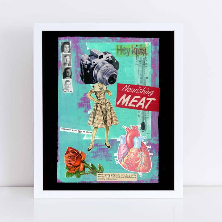 Nourishing Meat // Collage Art Print // Surreal Home Decor for wholesale by Meow Kapow