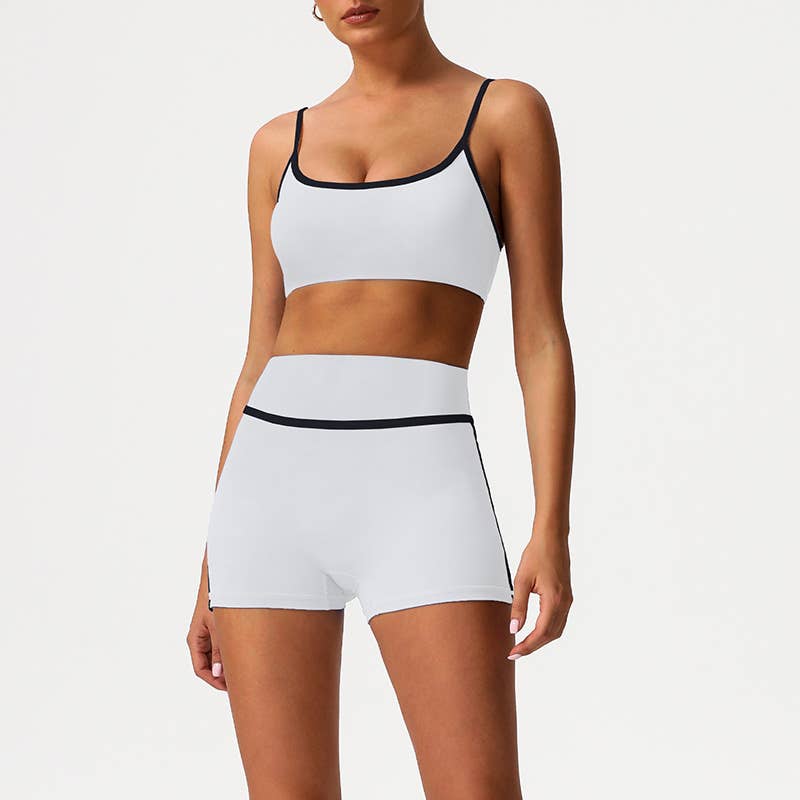 WONDERXFANS - Vente Ensemble de sport – femme - Ensemble 2 pièces : soutien-gorge à coussinets intégrés + short taille haute10