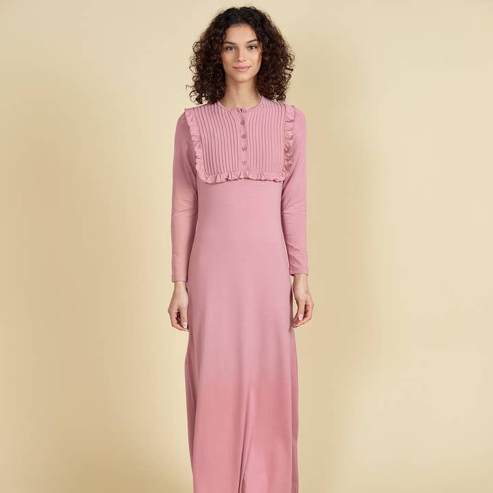 Button Down Ruffles & Pleats Nightgown for wholesale by Ellwi Design