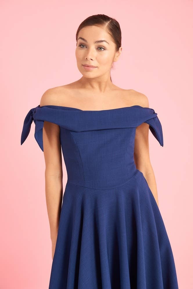 The Pretty Dress Company - Wholesale Dress - Women's - Tilly Off The Shoulder Bow Midi Dress7