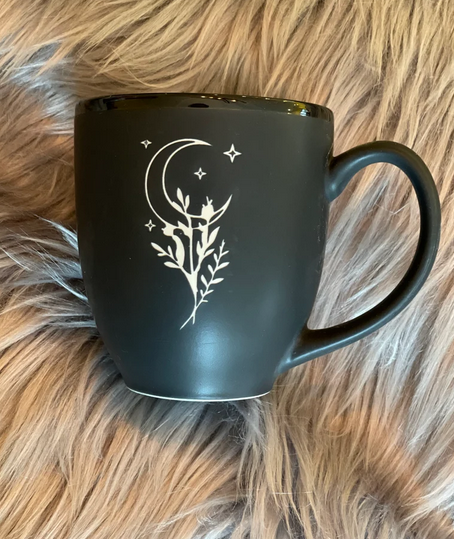 MK Designs - Wholesale Coffee Mug - Celestial Wildflower Crescent Moon Ceramic Hilo Bistro Mug1
