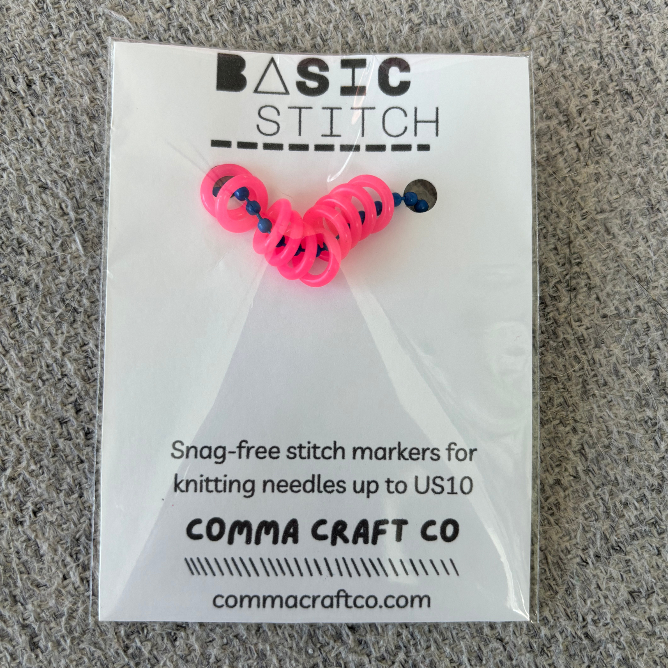 Comma Craft Co - Wholesale Knitting/Crochet Supplies - Basic Stitch Set - Neon Snag-Free Silicone Stitch Markers3