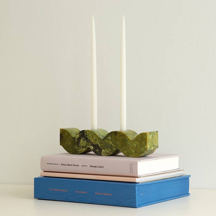 DAR Proyectos – wholesale Candle holder – Wavy gemstone candelabra - Serpentine green