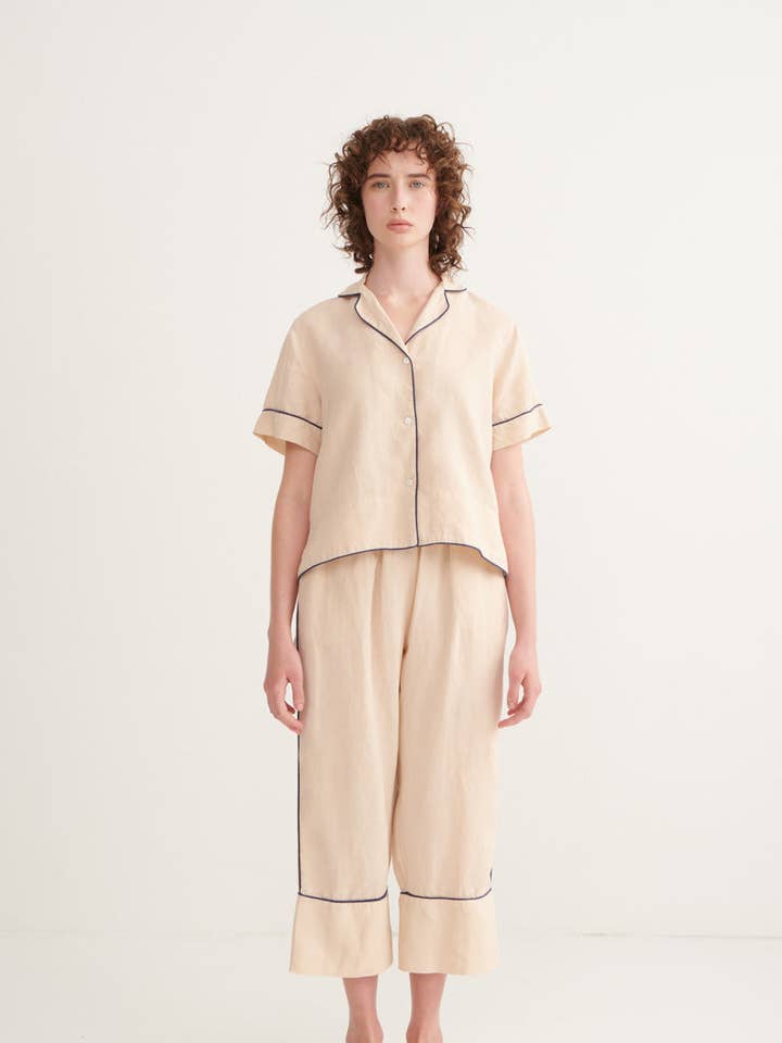 Chiffon Ivy Short Sleeve Shirt & Pants Pyjama Set for wholesale by ANDREA & JOEN