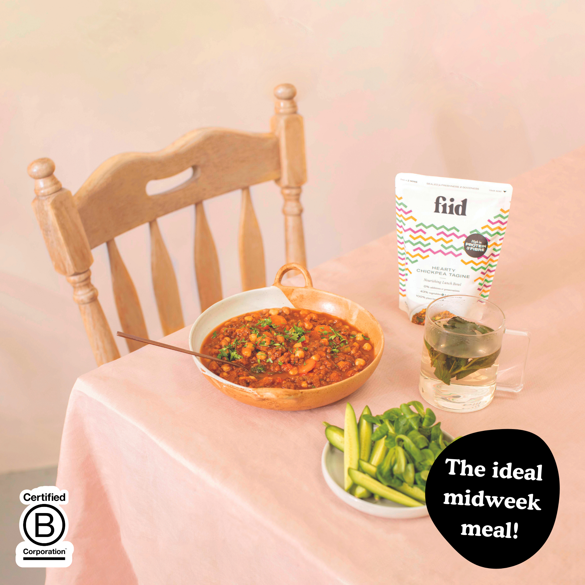 fiid – wholesale Shelf-stable prepared meal – Chickpea Tagine Bowl - 275g - Vegan Meal6