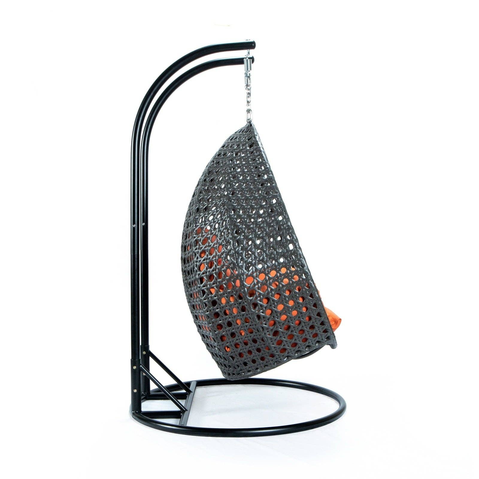 LeisureMod - Wholesale Egg Chair - Modern Charcoal Wicker Hanging Double Seater Egg Swing Chair89
