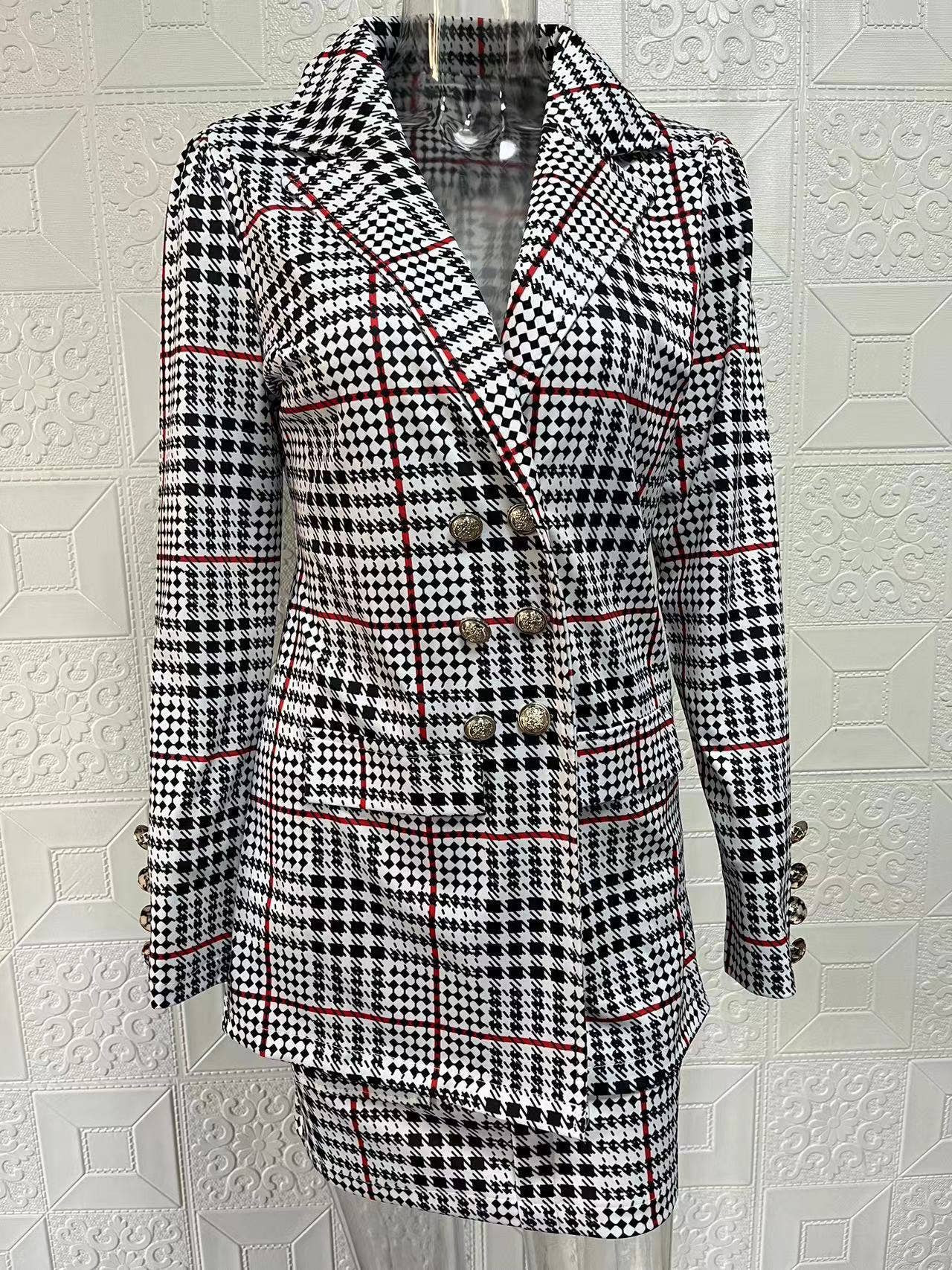 Lily Clothing - Vente Ensemble haut et jupe - Femme - Veste de costume à manches bouffantes imprimée à la mode18