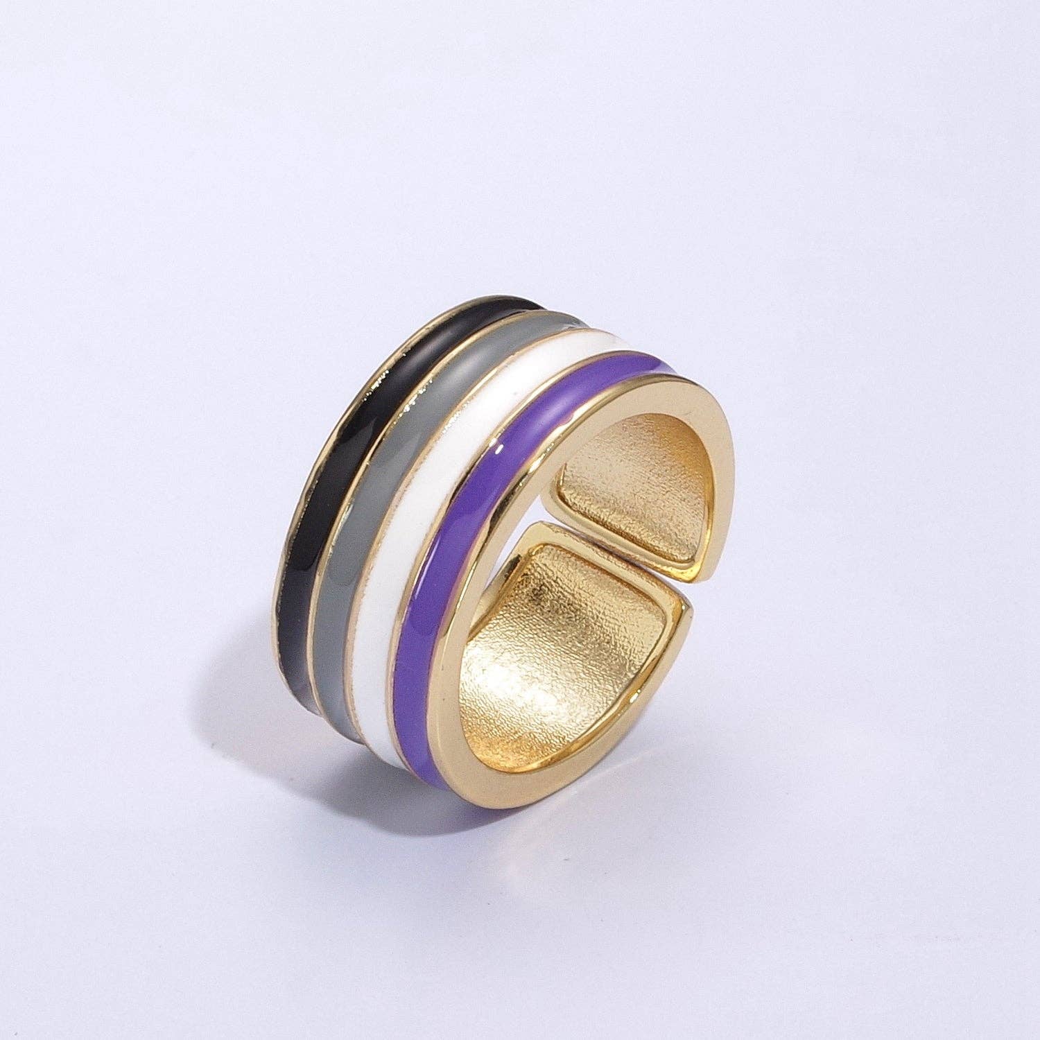 Aim Eternal - Wholesale Band/Stacked Ring - Pride Flag Rings LGBTQ Ring Gold Filled Open Adjustable Stac4