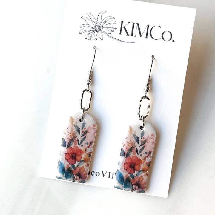 KIMCo. - Wholesale Dangle Earrings - Polymer Clay Earrings - Watercolor Floral0