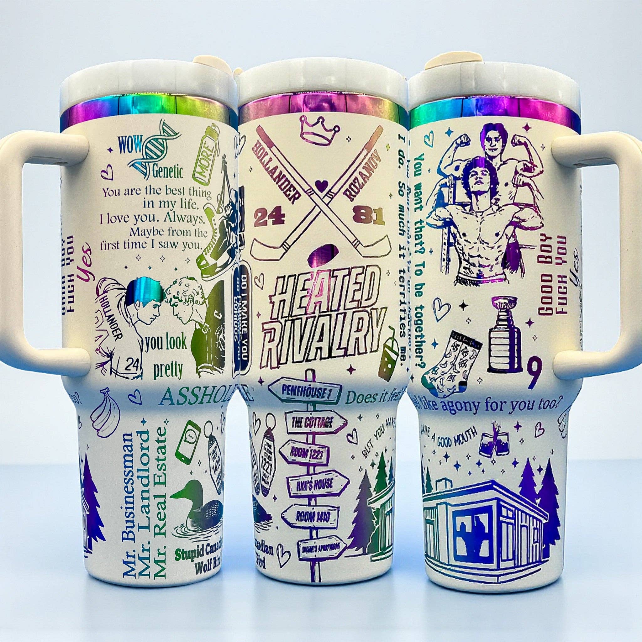 Crafty AF Studio - Wholesale Insulated Mug/Tumbler - 40oz Heated Rivalry Hockey Book Themed Tumbler0