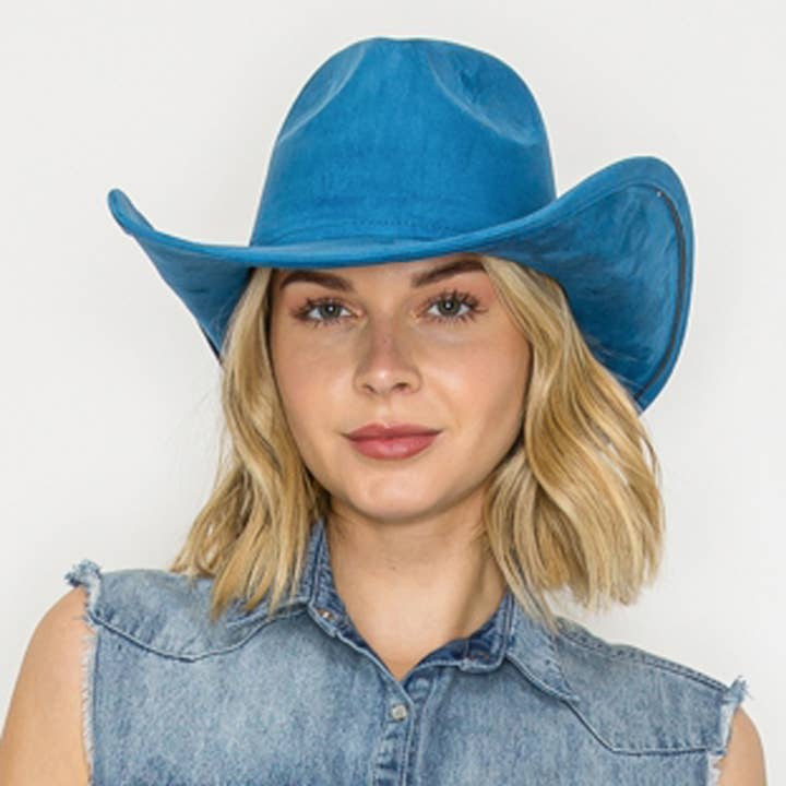 One and Only Accessories - Wholesale Cowboy Hat - Women's - Vegan suede cattleman cowboy hat stiff flat brim Stylish hat23