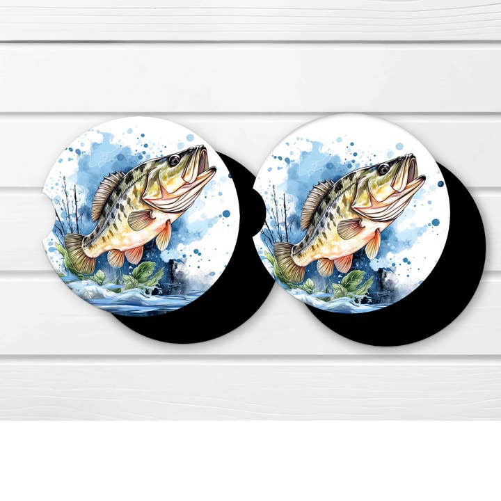 Porta-copos Premium em Neoprene | Suportes para Bebidas para a Consola do Seu Carro - Conjunto de 2 Fish Design por atacado de simply creative