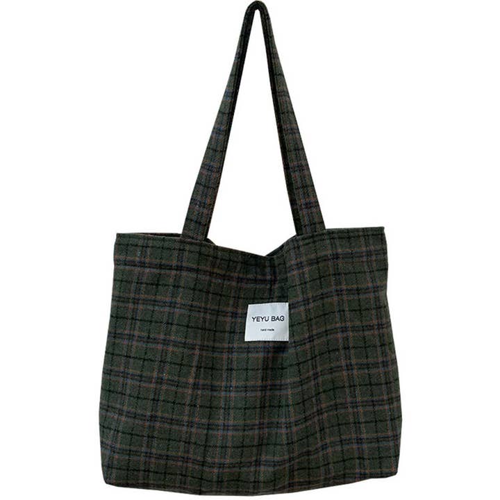 Sweetkama - Wholesale Tote bag – Women's - Ladies Vintage Plaid Shoulder Tote Bag6