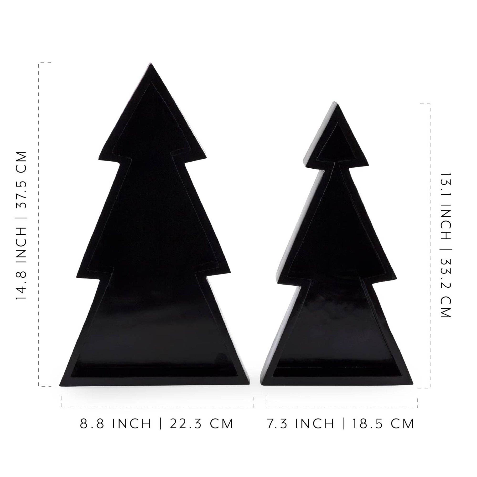 Kurated Korner - Wholesale Decorative Tray - AuldHome Design Wooden Christmas Tree Trays 2pc Set8