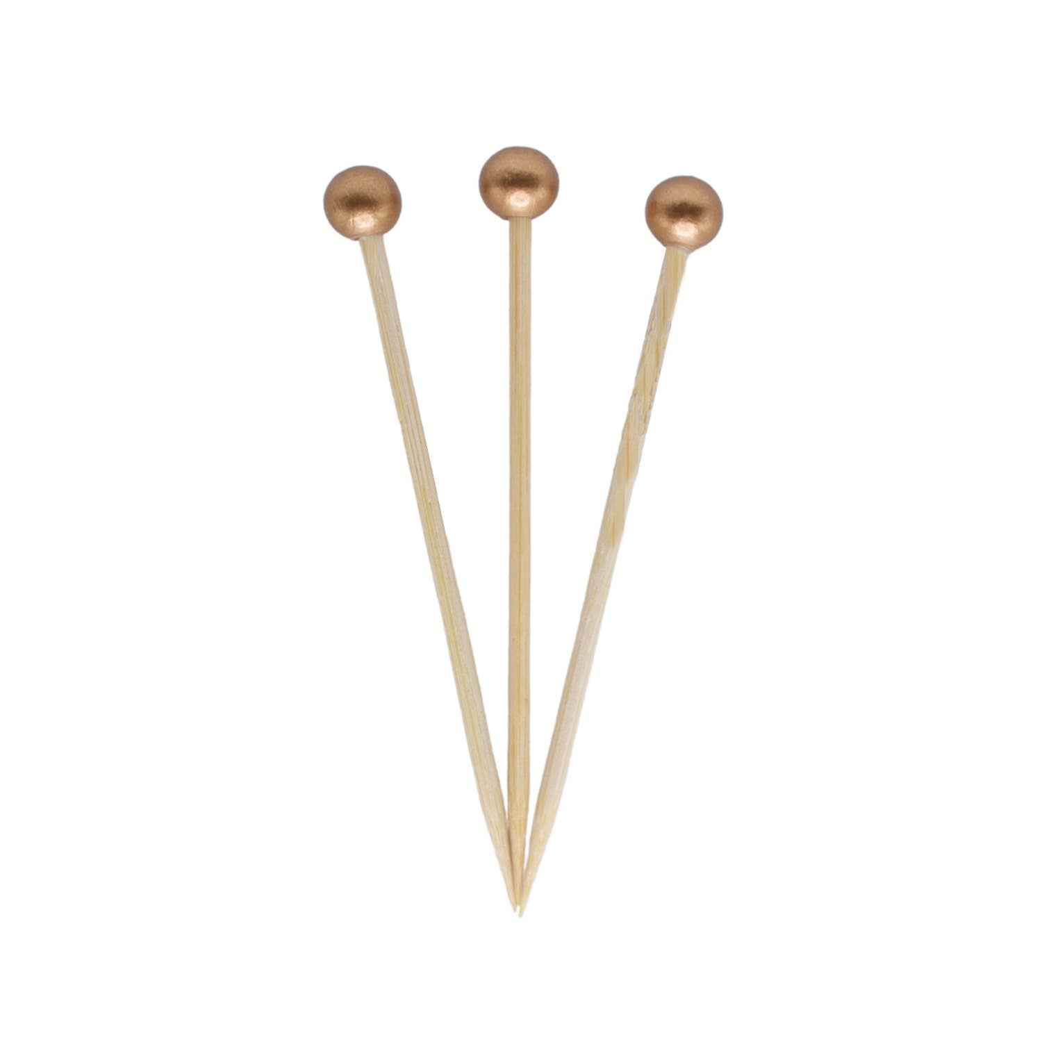Sweet Divide - Wholesale Cocktail Pick - 3.5" Cocktail & Appetizer Picks - Gold Ball - 400 Ct Bulk