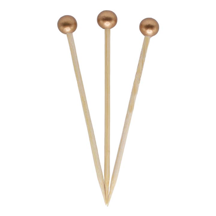 3.5" Cocktail & Appetizer Picks - Gold Ball - 400 Ct Bulk for wholesale by Sweet Divide