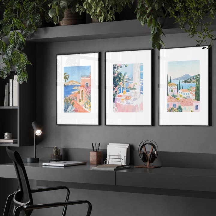 Stampa Incorniciata da Parete | Set di 3 Stampe d'Arte da Parete Decorazione Spiaggia per la vendita all'ingrosso da parte di About Wall Art