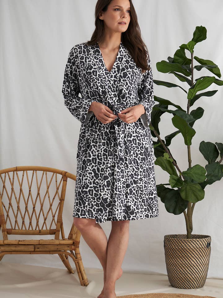 Bamboo Kimono Robe in Luxe Leopard Print for wholesale on Faire