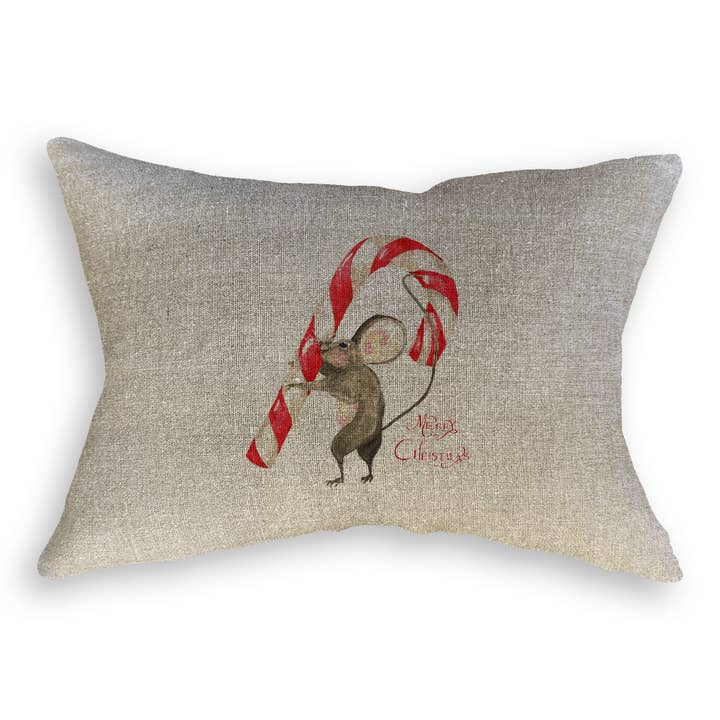 French Graffiti - Wholesale Tea Towel - Mouse with Candy Cane8