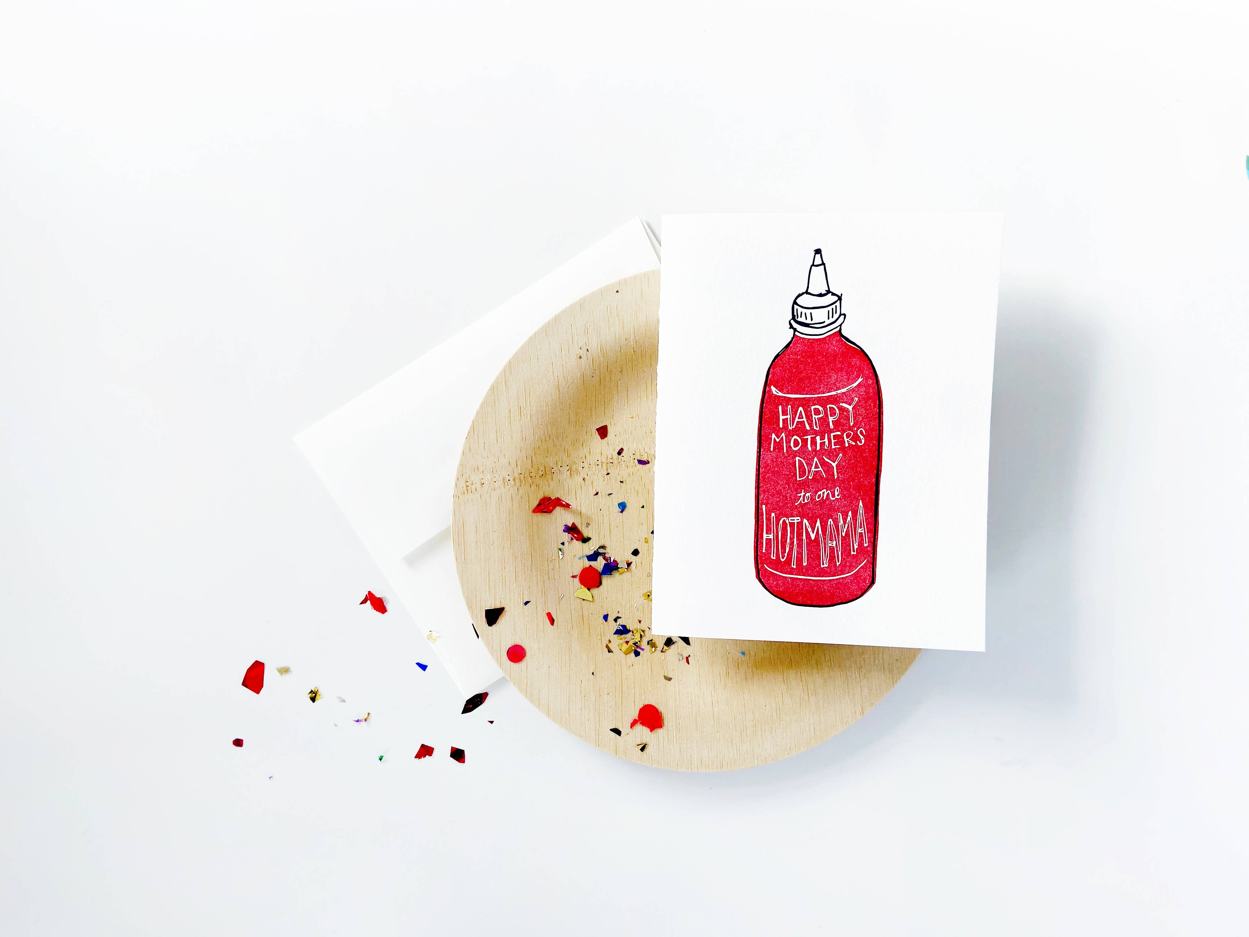 Steel Petal Press - Vente Carte pour la fête des Mères - Hot Mama Sauce - Carte de vœux pour la fête des mères Letterpress1