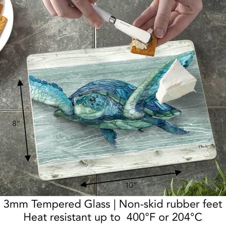 CounterArt/Highland Home/Thirstystone/CoasterStone - Wholesale Cutting Board - Northpoint Turtles 10” x 8” Tempered Glass Cutting Board