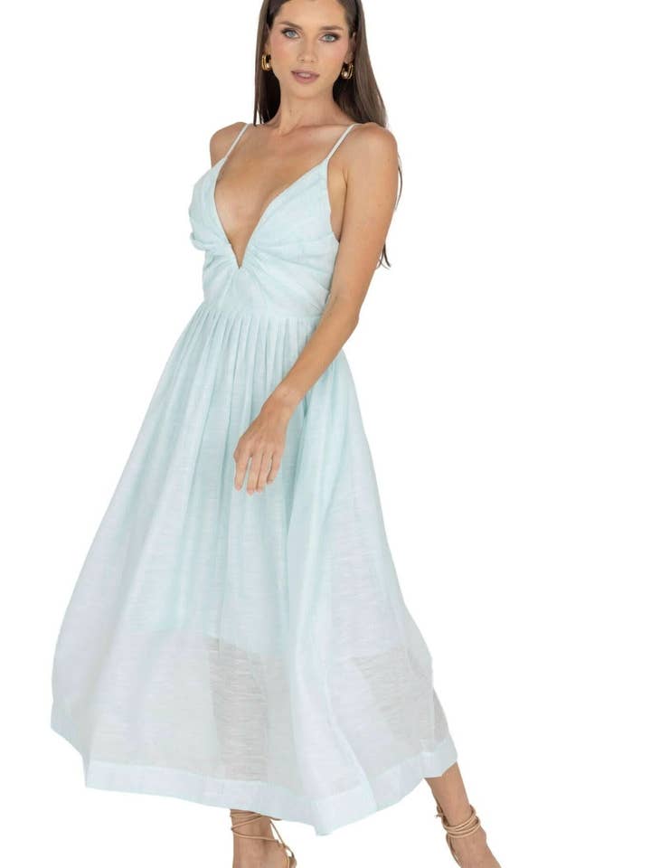 Adeli V Neck Midi Dress for wholesale by Akalia