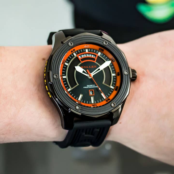 Holler - Wholesale Wrist Watch - Men's - Superfly Black & Orange Watch HLW2351-3