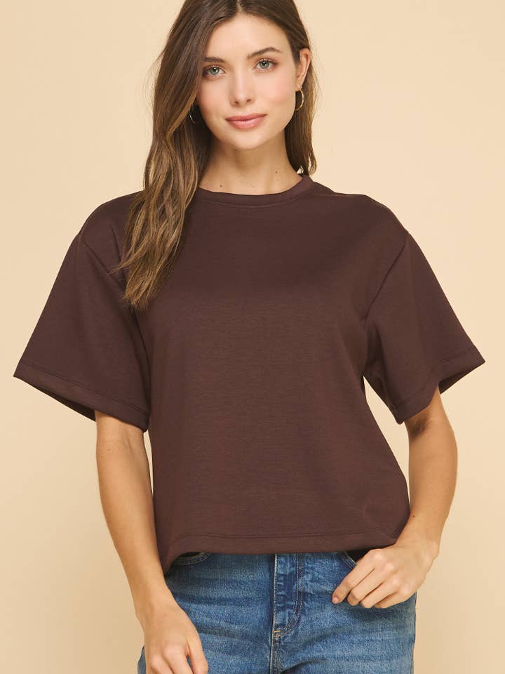 IST1415 Infinity Oversized Top Brown for wholesale by If She Loves