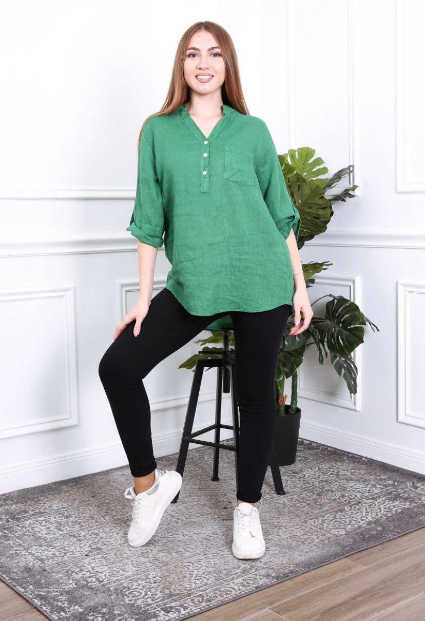 LÉA & LUC - Wholesale Button Down Shirt - Women's - 100% Linen Blouse REF. 63672