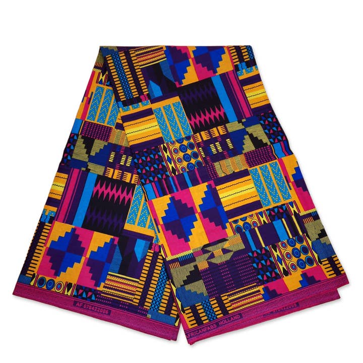 AfricanFabs - Wholesale Fabric - 6 Yards - African Multicolor kente print fabric KENTE Ghana wax cloth AF-4034 - 100% Cotton