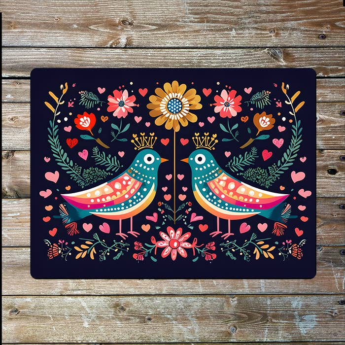 Birds Flowers Scandinavian folk Metal Sign Plaque for wholesale by The British Metal Signs Company
