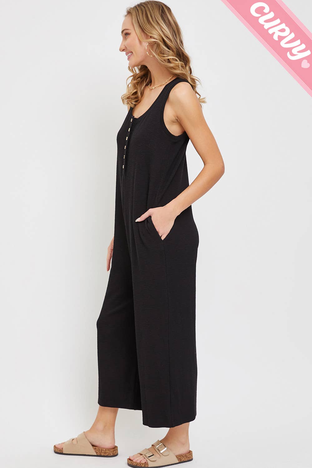 Sweet Lovely by Jen - Wholesale Jumpsuit - Women's - PLUS SIZE DAILY RELAXED BUTTON DOWN JUMPSUIT21