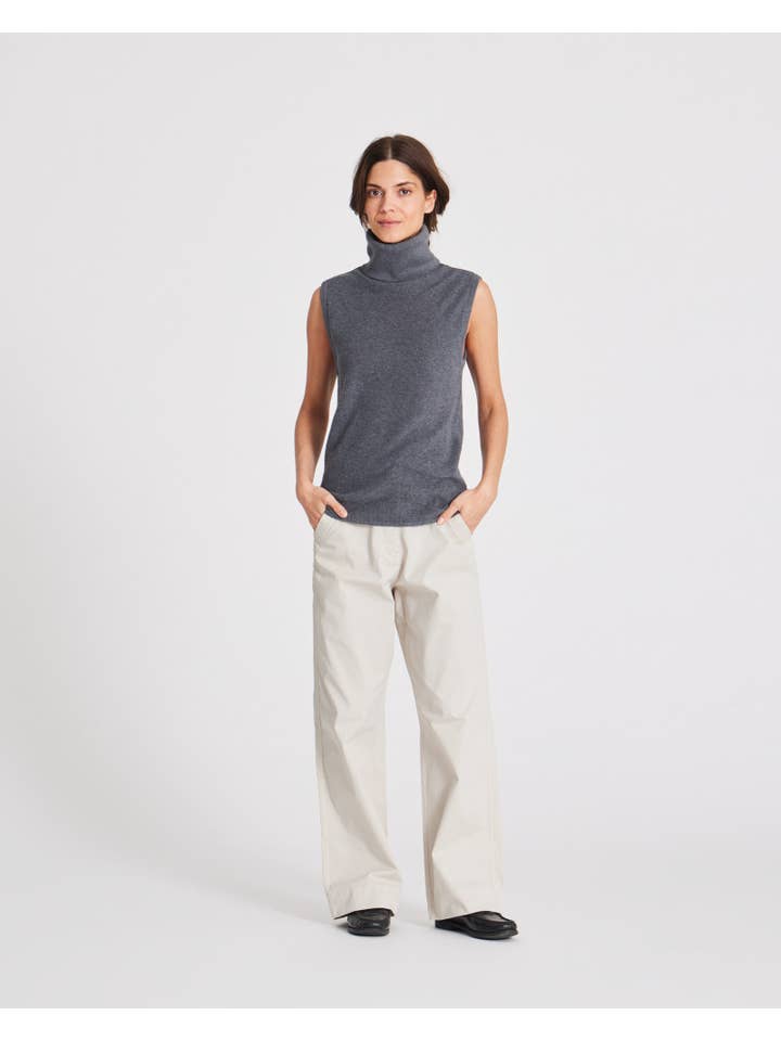 gai-lisva - Wholesale Knit Top - Women's - Tanja Knit Top GOTS 243975 - Dark Grey Melangè