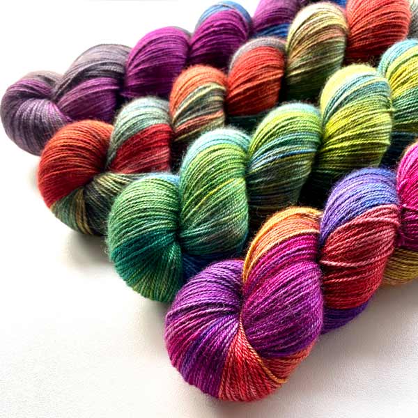 Orchidean Luxury Yarns - Wholesale Yarn - Mulberino 4ply Merino Silk and Yak yarn dyed to order6