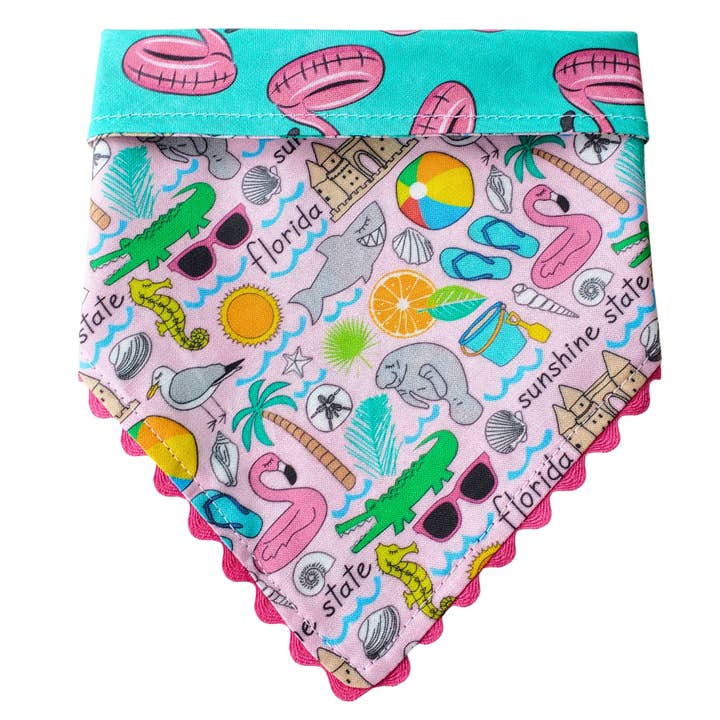 Pink Sunshine State - Bandana réversible pour chien pour la vente par Charlie & the Hound
