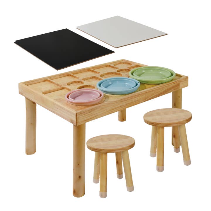 Mesa sensorial para niños de 1 a 3 años con 2 sillas para venta al por mayor de Paris Loft Inc