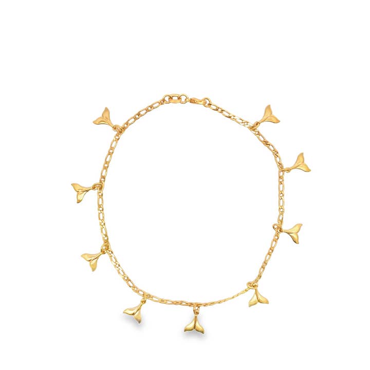 Bracelet de cheville à breloque en forme de queue de baleine (E18) pour la vente par MIA Jewelry