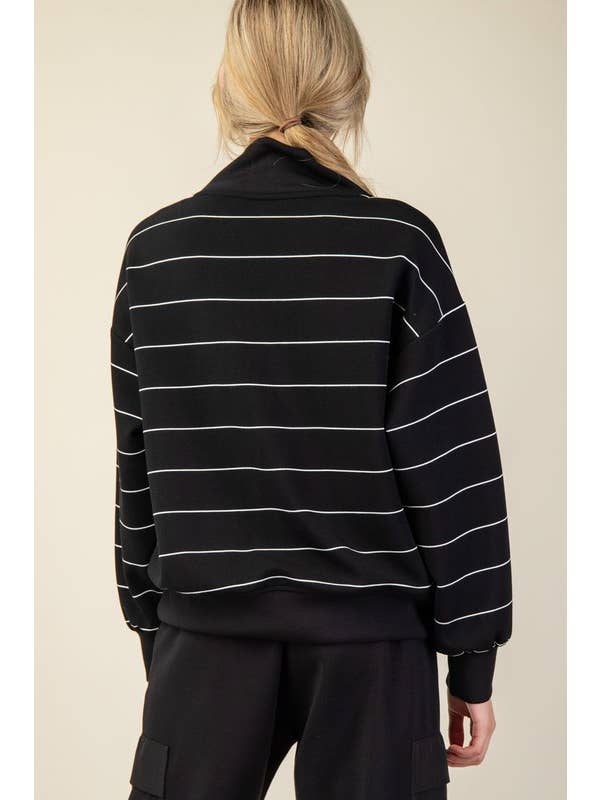 Sunday Morning - Wholesale Jacket - Women's - J0332PL37 PLUS STRIPE V-NECK MODAL POLY SPAN SCUBA JACKET 5