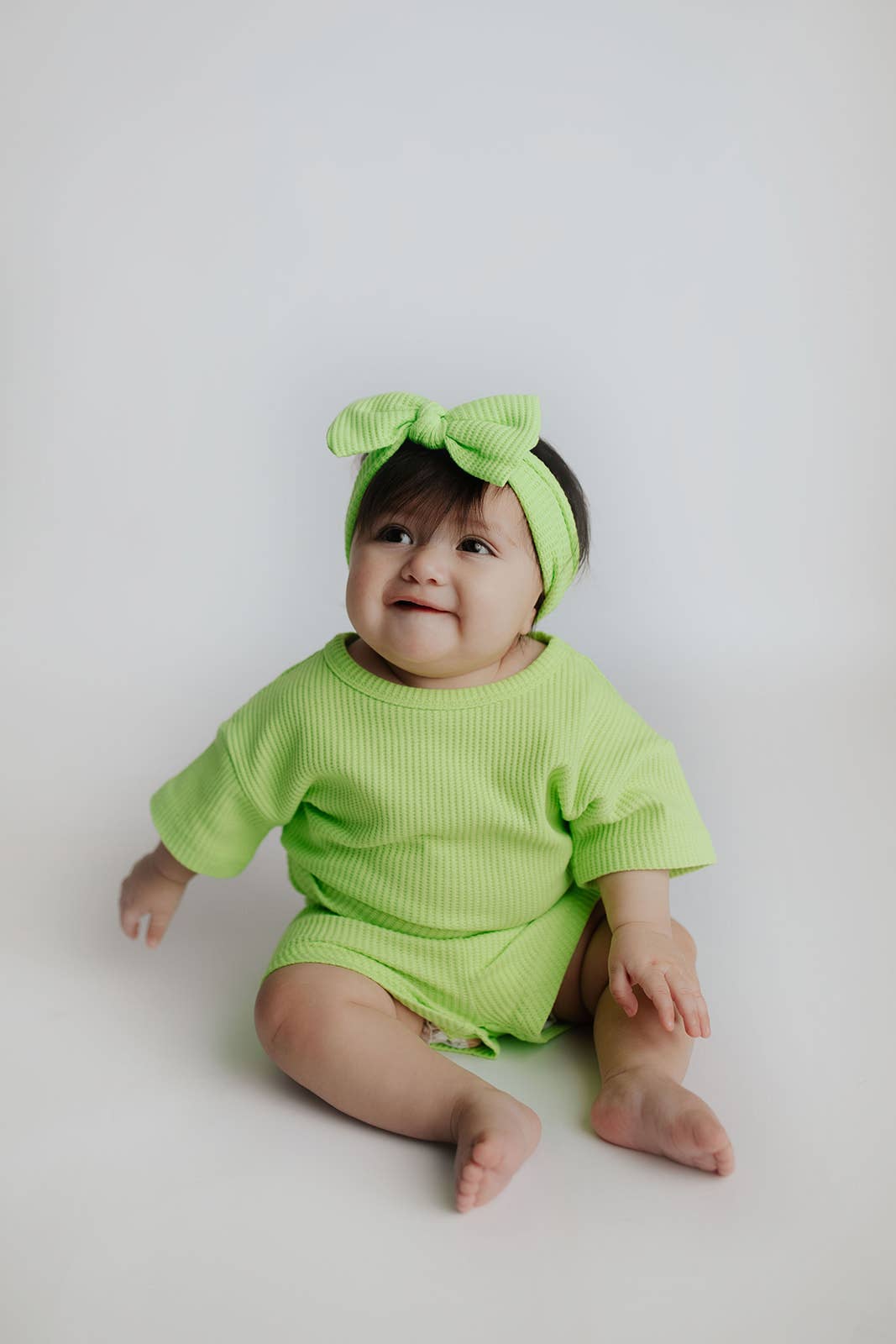 Three Little Tots – wholesale Top & short set – Kids – Lime Green Summer Waffle Toddler Top & Bottom Set20