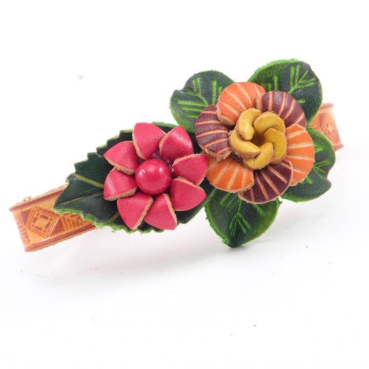 Handmade Leather Flower Bracelet - BR460 for wholesale by Sunflower Handmade leather inc