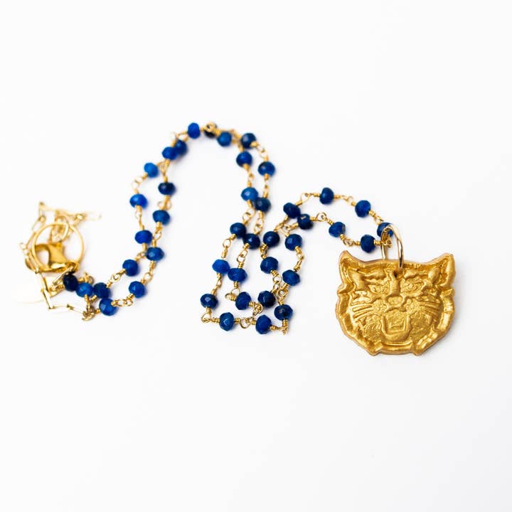 Blue Jade Chain with Wildcat for wholesale by Hidden Truth Jewelry