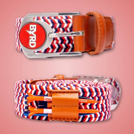THE BRAIDED BYRD GOLF BELT - Red & White Bluebyrd for wholesale by The Byrd Golf