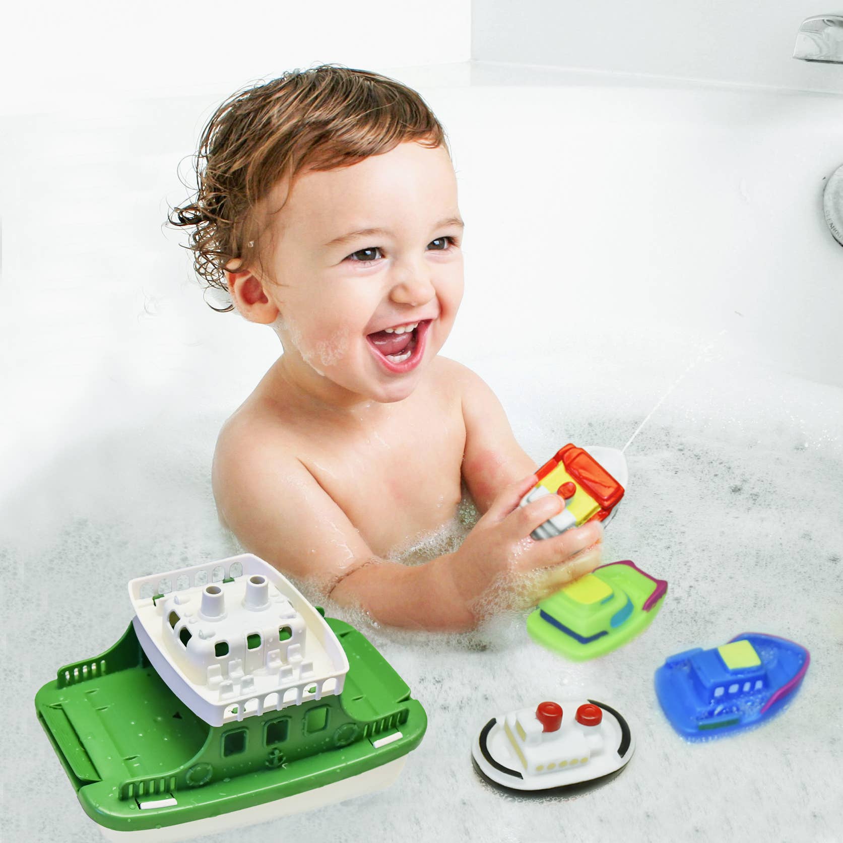 Fun Little Toys - Wholesale Bath Toy - Baby - Toy Boat Bath Toys for Toddlers with 4 Cars Toys3