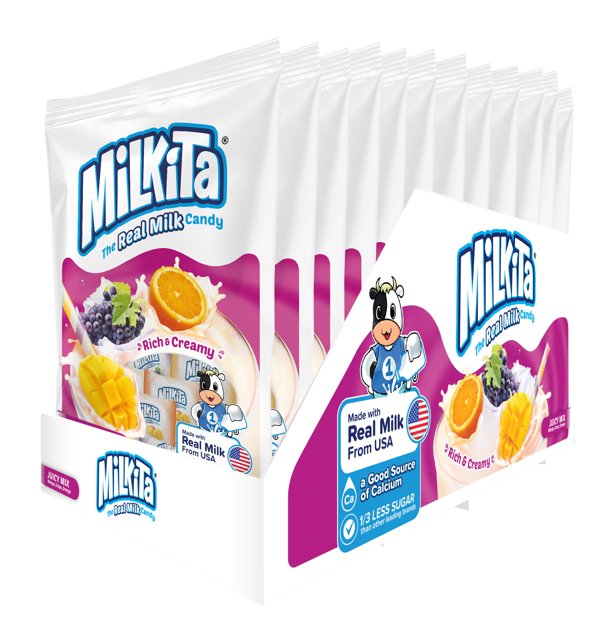 Milkitacandy - Vente Caramel anglais - Milkita Le Véritable Bonbon au Lait Mélange Juteux 12 paquets2