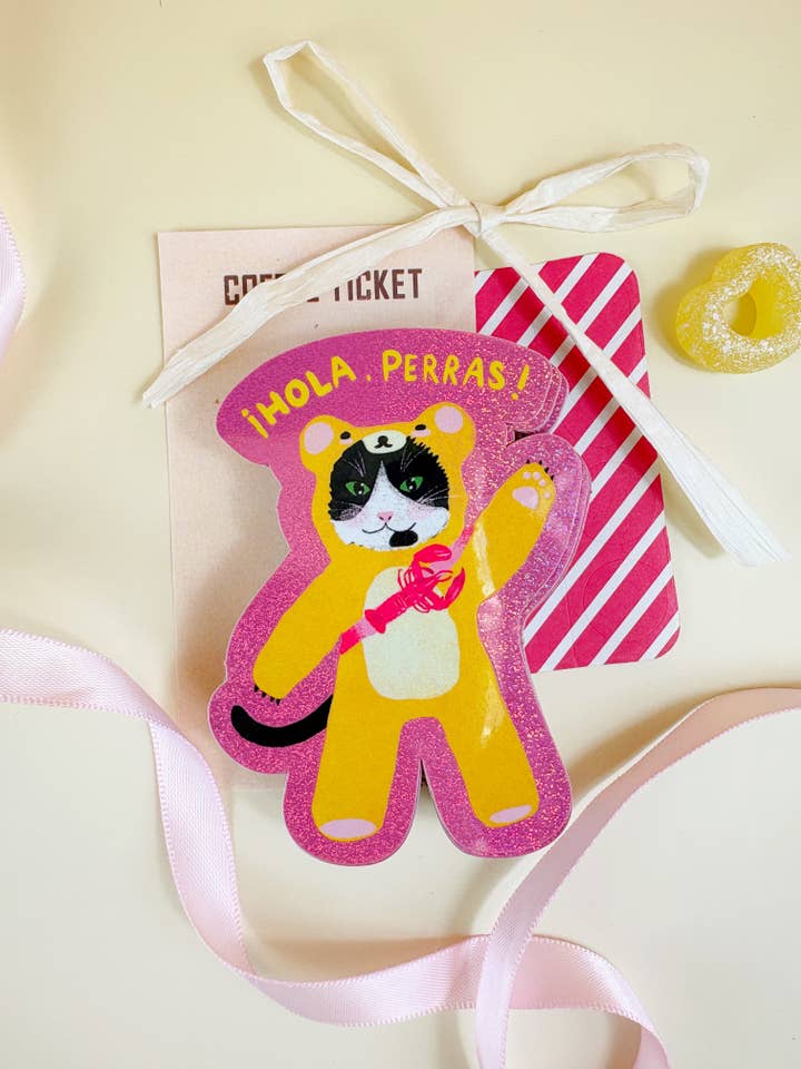 Ciao Cagne! Adesivo Brillante Gatto Tuxedo per la vendita all'ingrosso da parte di The Wednesday Co