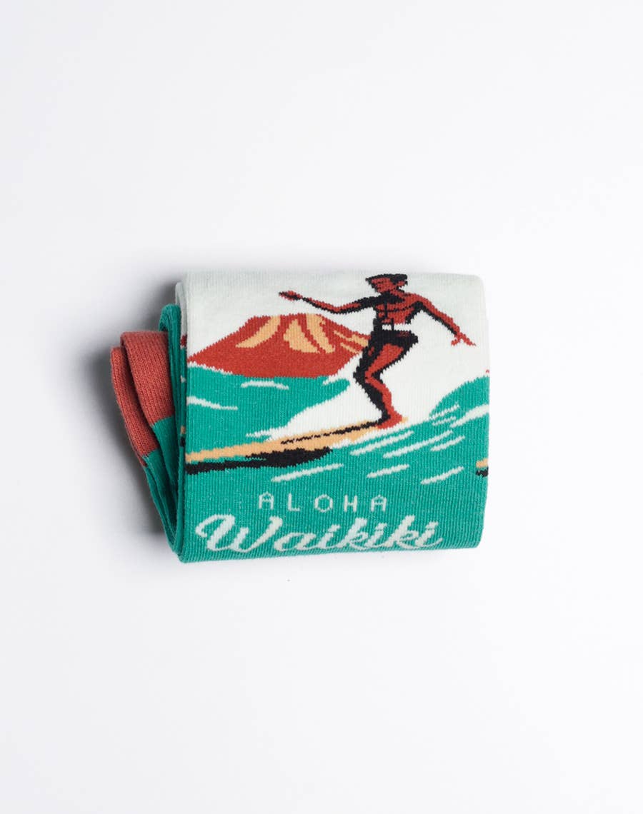 Just Fun Socks - Vente Chaussettes – homme - Chaussettes Crew Hawaïennes Aloha Waikiki Wave Rider pour Hommes4