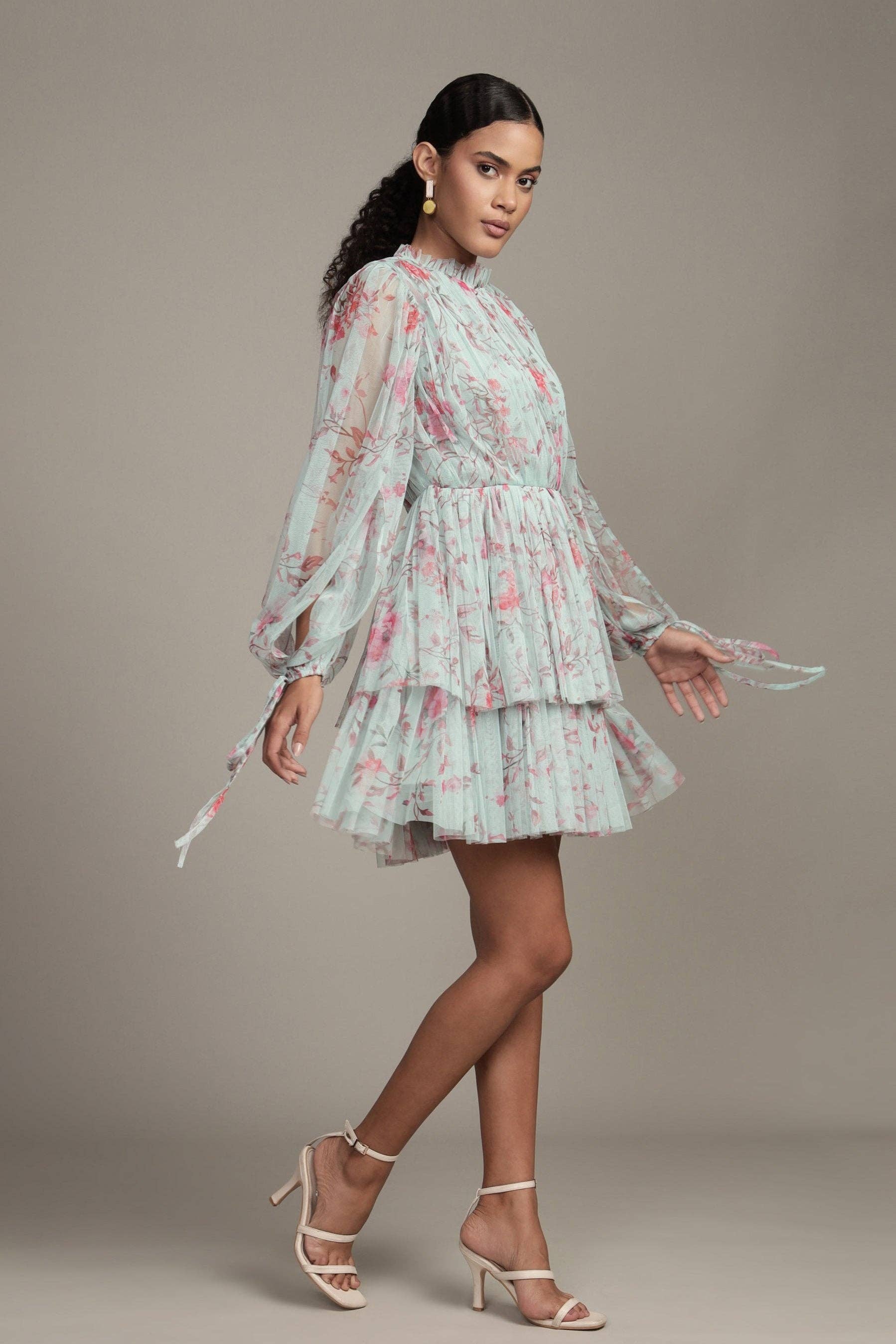 Green Randee Mini Dress in Sage Print for wholesale on Faire5