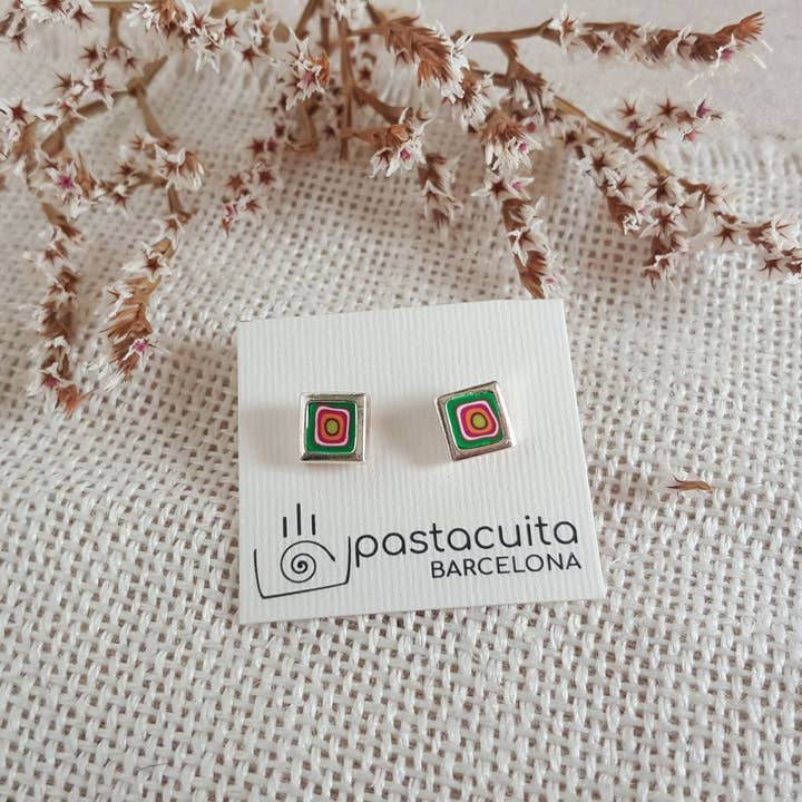 PASTACUITA - Wholesale Stud/Post Earrings - Small square earrings. A basic in our catalog, "Millefiori"14